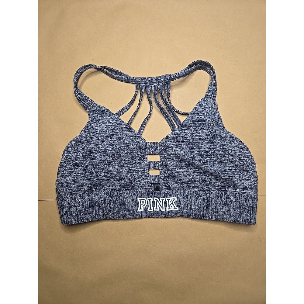 Victoria's Secret Pink Ultimate Unlined Heather Gray Sports Bra Women Size M